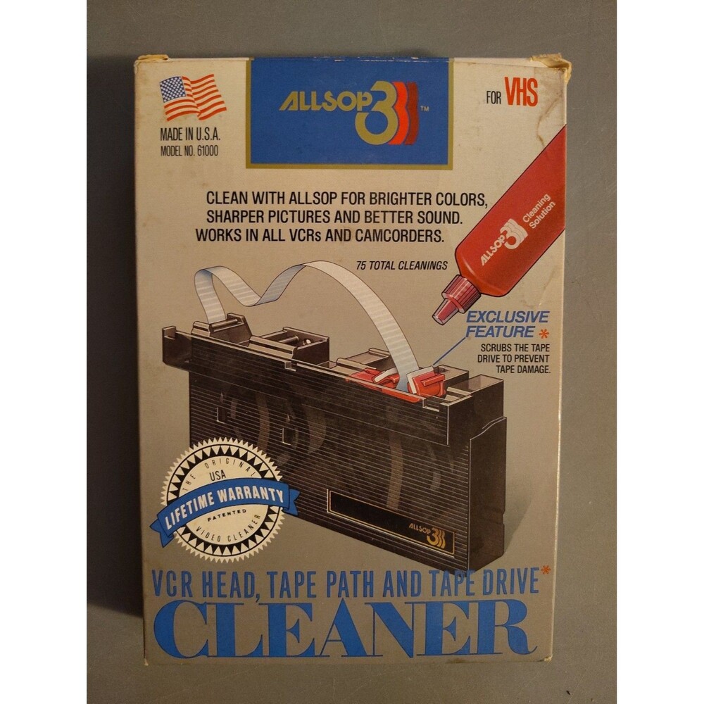 Vintage Allsop 3 Audio Cassette and VCR Deck Cleaning System Model 60100